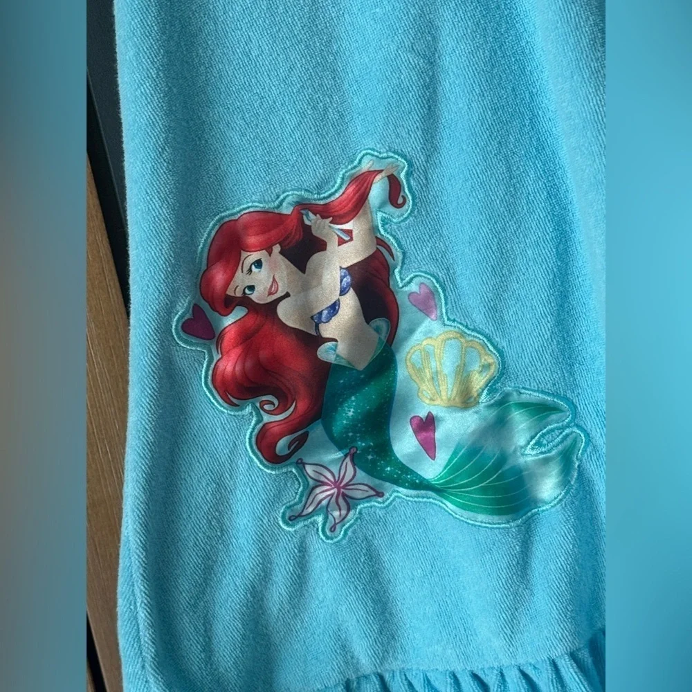 Y2K Disney ariel little mermaid coverup terry dress toddler appliqué embroidered